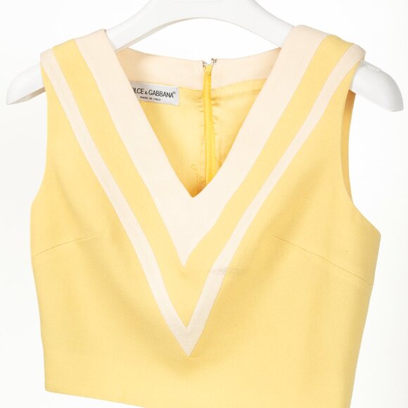 Dolce & Gabbana Yellow Wool-Crepe Stripe Sleeveless Top - Picture 3 of 9